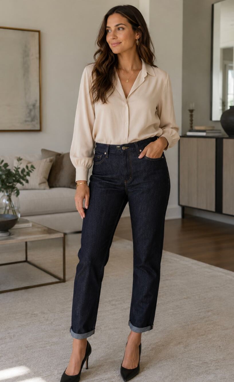 NWT Paule Ka 114 Jean Stretch –Marine Blue Denim Jeans US 8 / FR 42 Parisian Lux